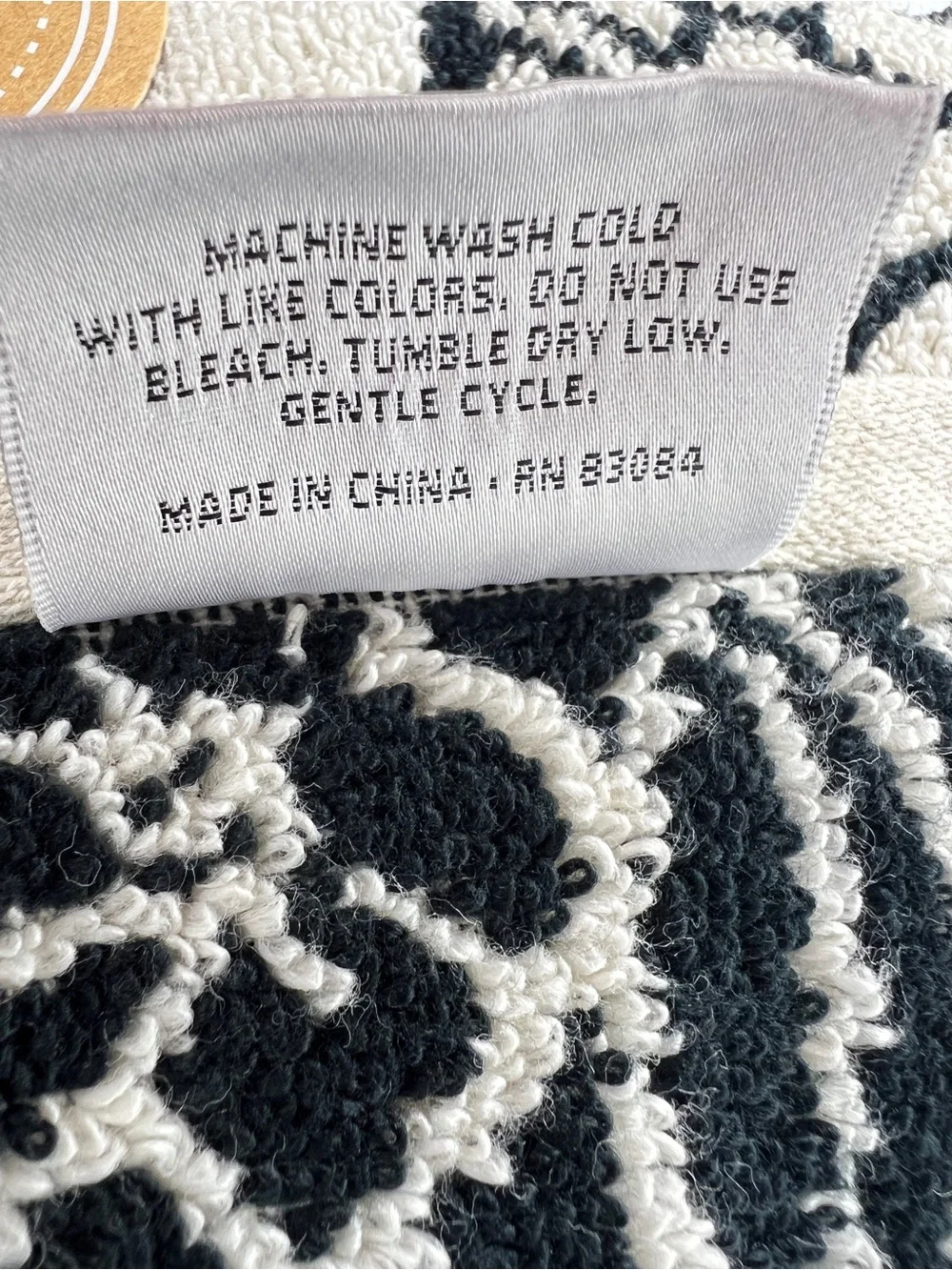 Common Thread Bath Towel Set Luxury Cream Black Floral Soft Cotton 6 Pc NEW